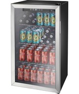 Insignia- 115-Can Beverage Cooler - Stainless steel/black - $470.95