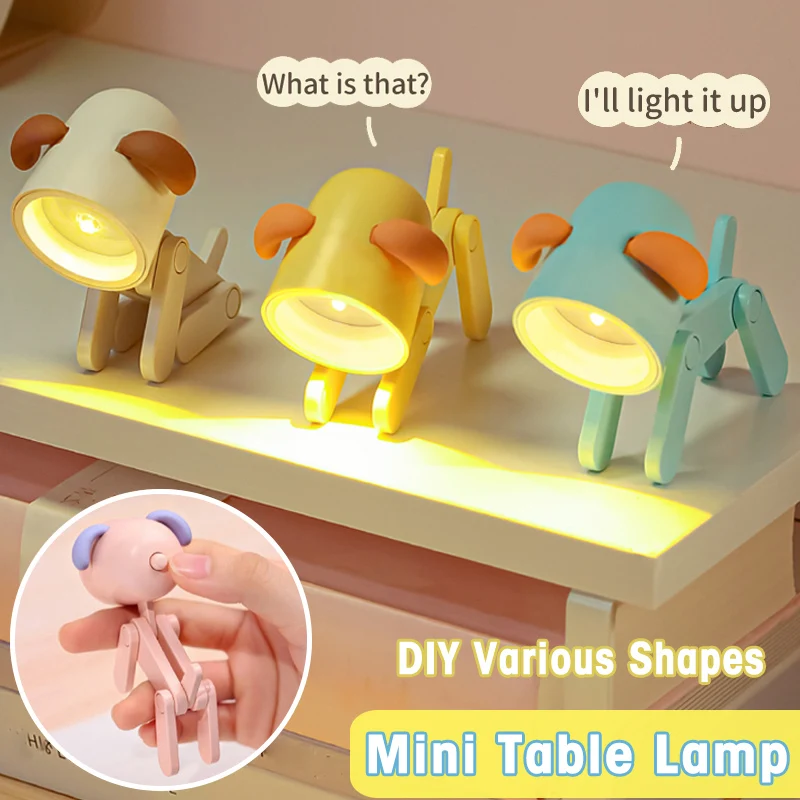 Cute Pet LED Night Light Mini Dog Deer Folding Table Lamps Kids Study Book - £6.22 GBP