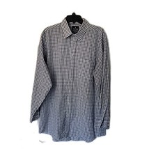 Stafford Travel Performance Super Button Up Blue Plaid Shirt ~ Sz 17.5 34/35 - $22.49