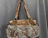 Vintage TREVISO Geometric Soft Slouch Purse Shoulder Bag Medium Brown - $18.81