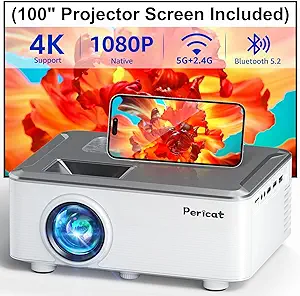 5G Wifi Bluetooth Projector With 100&quot; Screen, 15000L Native 1080P Outdoo... - $222.99