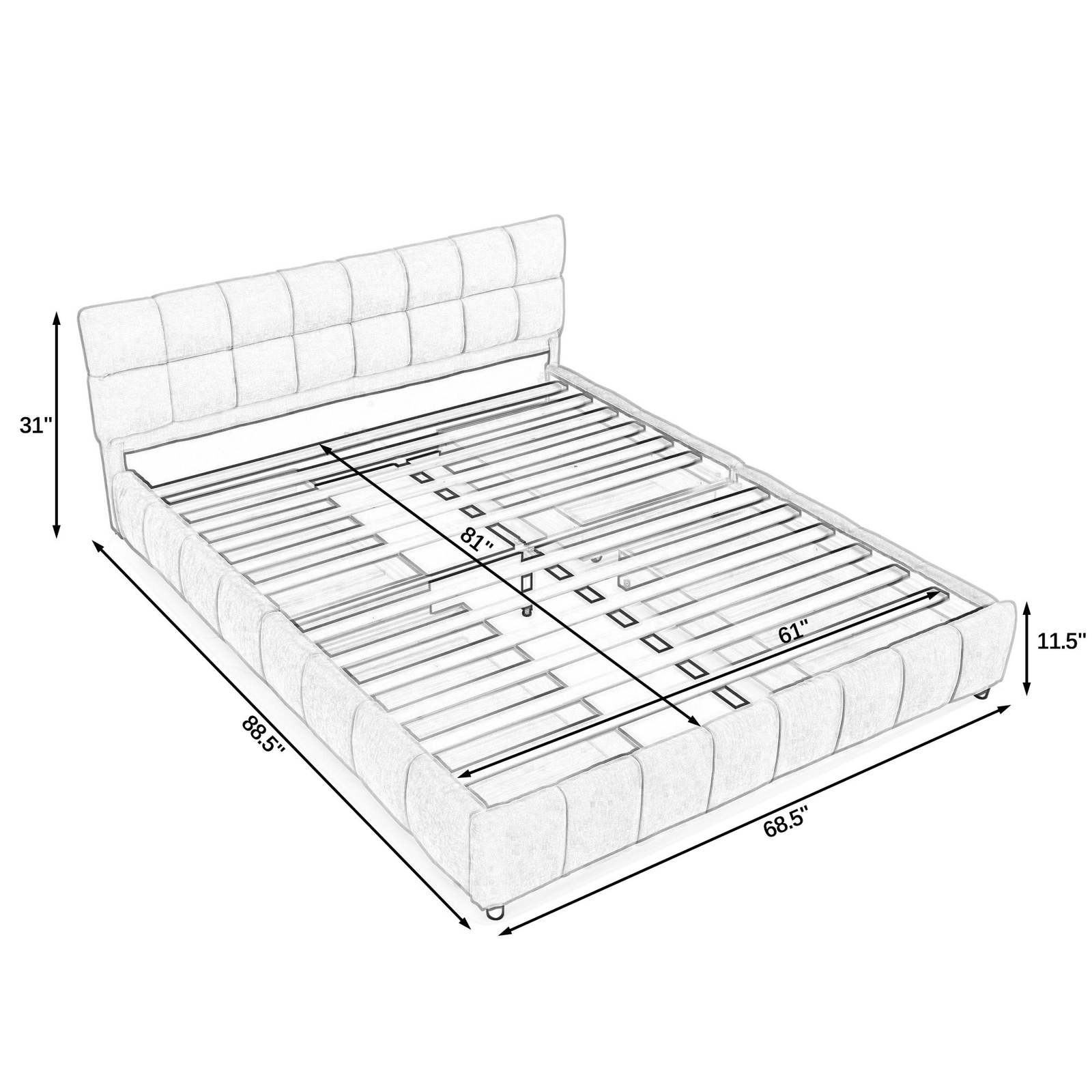 Modern Green Queen Upholstered Bed w/ Storage Drawer, Chenille Fabric Item image 3