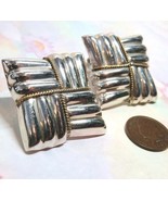 All Sterling Silver Puffy Square Non Pierced Clip Earrings Vintage Laton... - £40.67 GBP