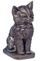 Small/Keepsake Cubic 30 Inch Antique Silver Precious Kitty Funeral Cremation Urn - £110.71 GBP