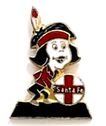 Vintage Santa Fe Railway Pin ATSF Chico Mascot Navajo Boy Cross Logo Adv... - $281.53 MXN
