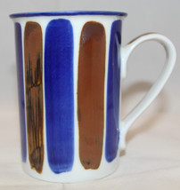 Dansk Internationl Hand Painted White Blue Brown Coffee Tea Mug Cup Vintage Rare - £28.37 GBP