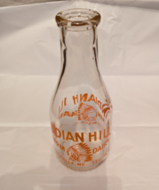 Indian Hill Farm Dairy Greenville Me Milk Bottle 1950 Indian Head Dress - £19.11 GBP