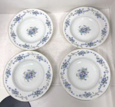 4 Noritake Japan Violette 3054 Rim Soup Plates Bowl 8” Nice Shape Purple... - $449.80 MXN
