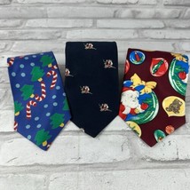 Christmas Holiday Neck Ties Lot of 3 Ornaments Candy Canes Trees Santa R... - $17.20