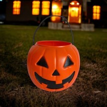 Vtg Halloween Jack o lantern Pumpkin USA Bucket Blow Mold General Foam Plastics  - £14.39 GBP