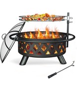 Amopatio Fire Pit For Outside, 30 Inch Large Outdoor Wood Burning, And P... - £87.22 GBP