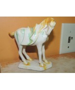 Chinese Mud Horse 5"x4.75" beige Mudman Mud Man Tang style Sancai drip g... - $12.59