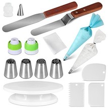 25 PCS Cake Decorating Supplies Kit for Beginners-1 Turntable stand-4 Ru... - $273.51 MXN