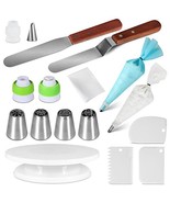 25 PCS Cake Decorating Supplies Kit for Beginners-1 Turntable stand-4 Ru... - $14.69