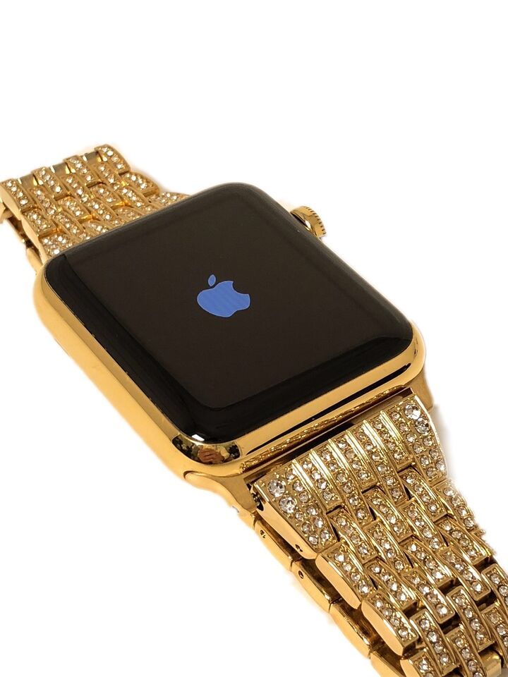 24K Gold Plated 45MM Apple Watch SERIES 9 Diamond And Milanese Band GPS LTE O2 Item image 9