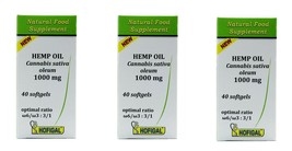 Hemp Oil 1000mg 40 / 80 / 120 / 160 / 200 Capsules - Pure Cold-Pressed Oil - $24.99