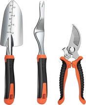 Garden Tools Set 3 Pcs Weeder Trowel Cultivator Stainless Steel Blade, D... - £15.53 GBP