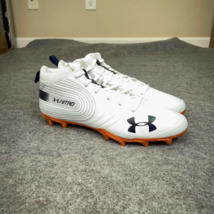 Under Armour Mens Football Cleat 13 White Navy Orange Lacrosse Team Nitr... - $24.98