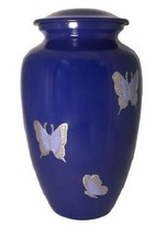 Large/Adult 200 Cubic Inch Purple Violet Butterflies Aluminum Cremation Urn - £156.81 GBP
