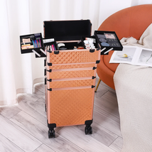 Rolling Aluminum Cosmetic Case Organizer Makeup Trolley Professional Storage - $100.92+