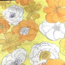 Vintage Groovy Orange Yellow Floral Sheet – 1970s Full Fitted Retro Bedding - $23.75
