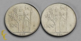 1963 &amp; 1964 Italy 100 Lire Coin Lot of 2 in BU, KM# 96.1 - £40.64 GBP