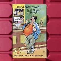 Vacation Hints Lunch Alcohol Divided Woven Linen Postcard Unused Vintage... - $171.13 MXN