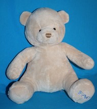 Toys R Us FAO Teddy Bear 12&quot; Baby Boy Beige Plush Sewn Eye Nose Stuffed Soft Toy - £8.53 GBP