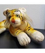 Vintage Montgomery Ward Stuffed Tiger Laying Plush Animal 1950s Japan - $42.01 CAD
