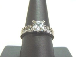 Womens Vintage Estate Sterling Silver Ring w/ Cubic Zirconia 4.1g #E3698 - £19.43 GBP