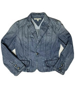 Womens TOMMY HILFIGER Denim One Button Blazer Jean Jacket Cotton Size M - $22.76