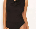 AX Paris Women&#39;s Size 6 Black Cowl Neck Bodysuit Top Sleeveless Stretch - $28.04