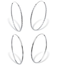 Twisted Polished Hoop Earrings Eternity Set Sterling Silver - £79.63 GBP