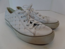 Kathy Van Zealand White Silvertone Studded Leather Athletic Shoes &quot;Serena&quot; S 8.5 - £15.56 GBP