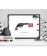 Kiss Kiss Bang Bang Print, Revolver Illustration, Weapon Drawing, Play G... - $12.00+