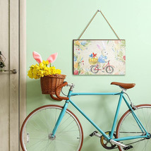 Easter Sign Bunny Bike Easter Signs Decor Religious Easter Door Rabbit - £4.65 GBP