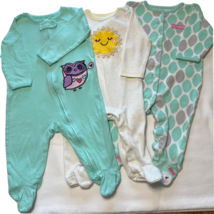 Baby Girl 6 month Cotton Sleepers Lot 3 Okie Dokie Baby Sterling Just on... - $15.83