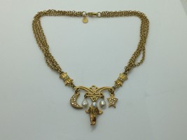 KIRKS FOLLY Angel Moon Star Pearls 4 Strand Goldtone NECKLACE - 16 inches - £43.45 GBP