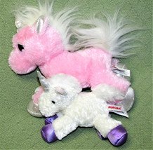 Aurora Unicorn Lot 9" Pink Peepers Shiny Silver Horn 7" White Purple Flopsie Toy - $13.50