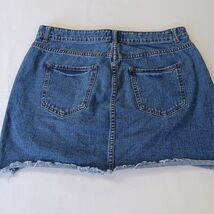 Forever 21 Women's Blue Cotton Cut Off Frayed Mini Denim Skirt Size 14 Waist 34" image 2