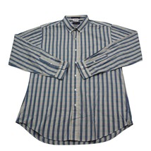 VTG Levis Shirt Mens XL Blue White Striped Fitted Blue Tag Long Sleeve Button Up - £20.14 GBP
