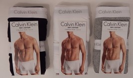 2 CALVIN KLEIN 1XL TO 5XL BLACK GRAY WHITE 100% COTTON BOXER BRIEFS UNDE... - $36.90