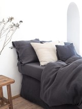 Charcoal Color Washed Cotton Duvet Cover Duvet Cover With Buttons Duvet Cover - £24.66 GBP+