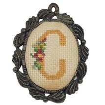 Cross stich Brooch Initial C Monogram The Creative Circle Complete Grannycore - £7.52 GBP