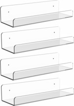 4 Pack Clear Acrylic Floating Wall Ledge Shelf For,15&#39;&#39; Invisible, Pack Of 4 - £25.56 GBP