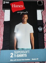Hanes Originals ~ Men&#39;s 2-Pack T-Shirts Crew Neck Viscose Bamboo Blend  ... - $19.79