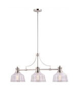 Vaxcel International Beloit 3 Light Linear Chandelier in Satin Nickel - $6,249.64 MXN