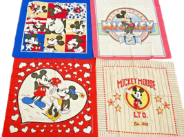 Bandanas 4 Disney Mickey Mouse 1980s Hankerchiefs Vintage - £32.80 GBP