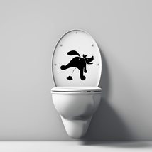 Funny Toilet Seat Decal - Sign for Bathroom with Black Dog - Vinyl Stick... - $9.99