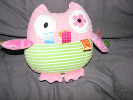 TAGGIES SIGNATURE COLLECTION PINK CORD CORDUROY OWL STUFFED PLUSH BABY T... - £22.07 GBP